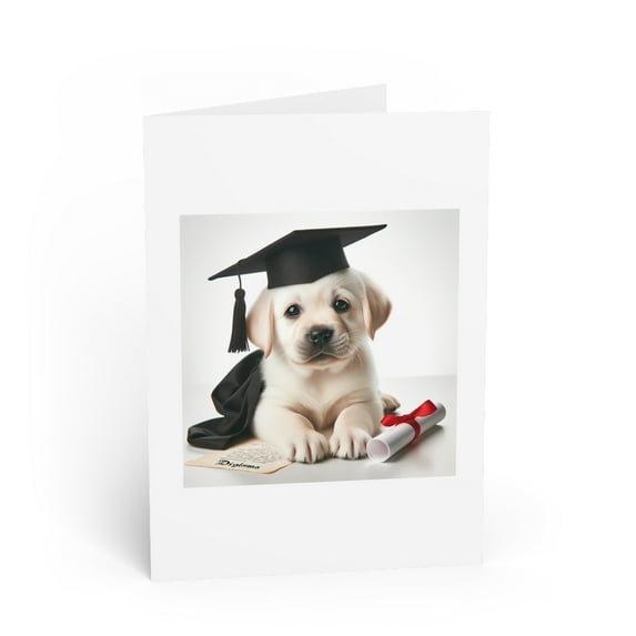 DistinctInk Greeting Card / Note Card - Labrador Retriever Puppy Graduation - PACK of 5