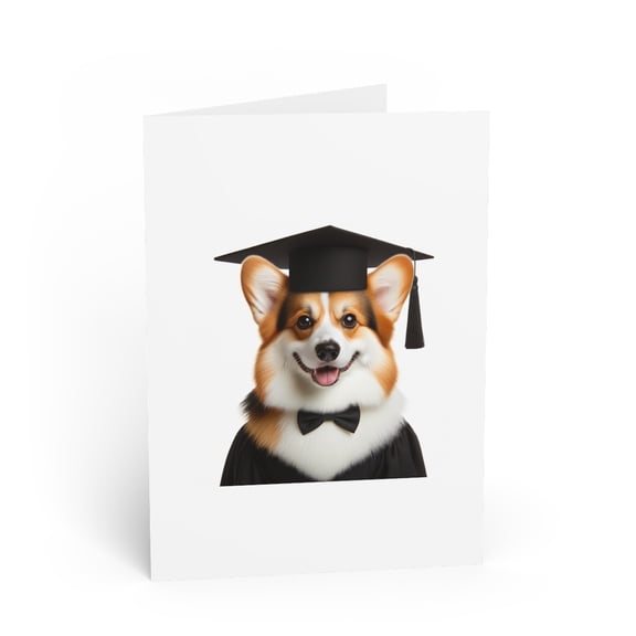 DistinctInk Greeting Card / Note Card - Pembroke Welsh Corgi Graduation - PACK of 5