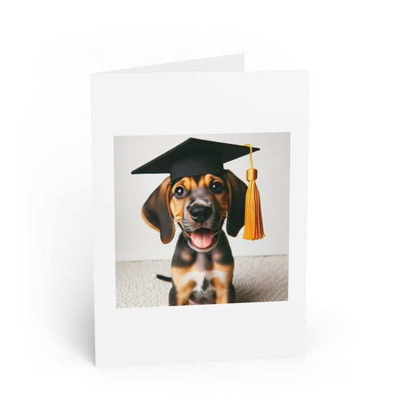 DistinctInk Greeting Card / Note Card - Plott Hound Puppy Graduation - PACK of 25