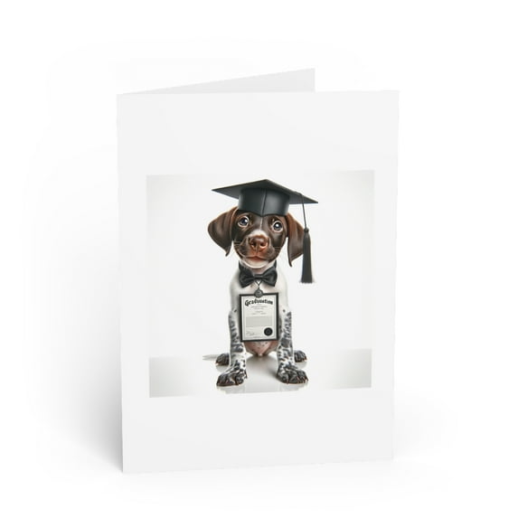 DistinctInk Greeting Card / Note Card - Pointer Puppy Graduation - PACK of 3