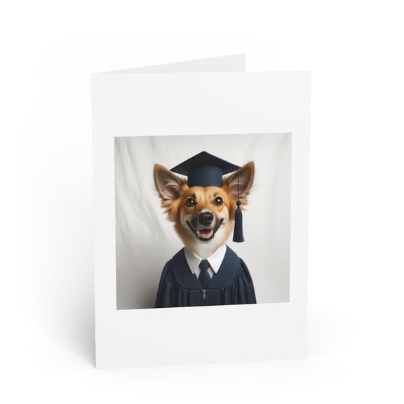 DistinctInk Greeting Card / Note Card - Portuguese Podengo Pequeno Graduation - PACK of 1