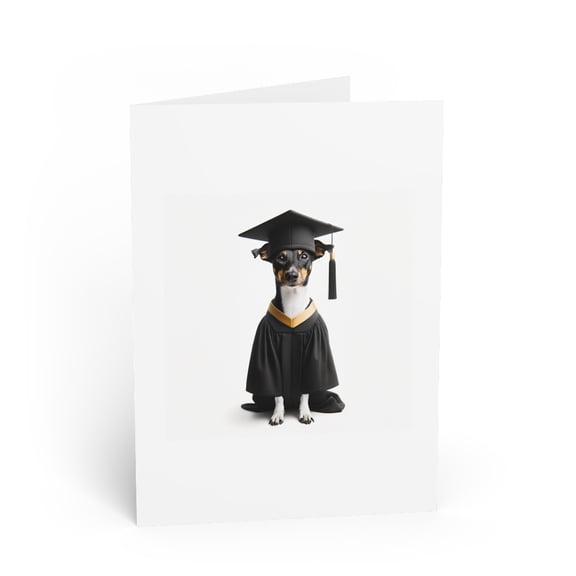 DistinctInk Greeting Card / Note Card - Rat Terrier Graduation - PACK of 3