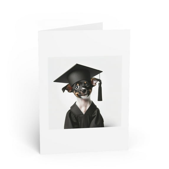 DistinctInk Greeting Card / Note Card - Rat Terrier Puppy Graduation - PACK of 1