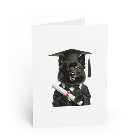 DistinctInk Greeting Card / Note Card - Schipperke Graduation - PACK of 25