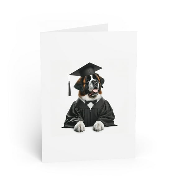 DistinctInk Greeting Card / Note Card - St. Bernard Graduation - PACK of 10
