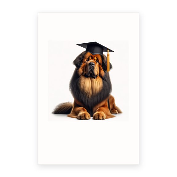 DistinctInk Graduation Greeting Card - Tibetan Mastiff - 4x6 Blank Inside with Envelopes - Pack of 5
