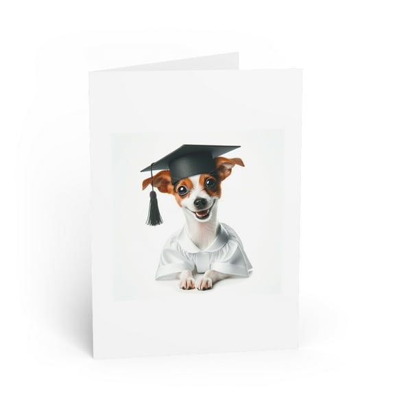 DistinctInk Greeting Card / Note Card - Toy Fox Terrier Graduation - PACK of 1