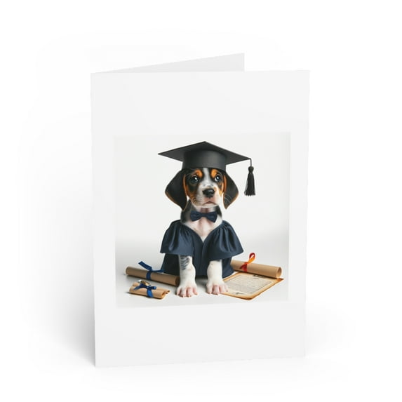 DistinctInk Greeting Card / Note Card - Treeing Walker Coonhound Puppy Graduation - PACK of 3