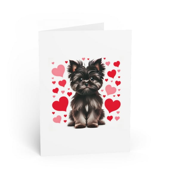 DistinctInk Greeting Card / Note Card - Valentine's Day Affenpinscher - PACK of 1