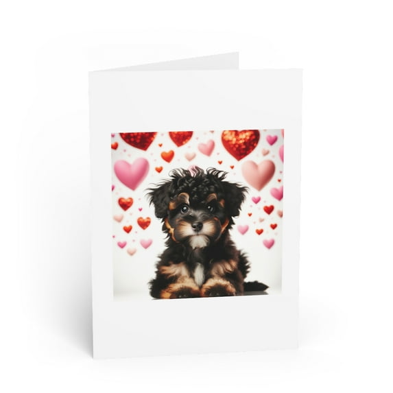 DistinctInk Greeting Card / Note Card - Valentine's Day Affenpinscher Puppy - PACK of 1