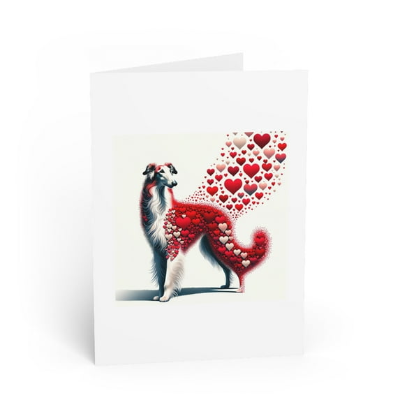 DistinctInk Greeting Card / Note Card - Valentine's Day Borzoi - PACK of 3