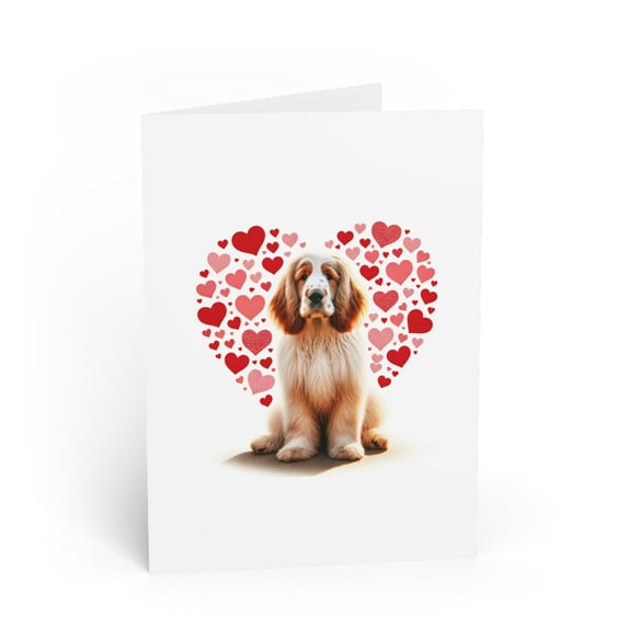 DistinctInk Greeting Card / Note Card - Valentine's Day Clumber Spaniel - PACK of 1
