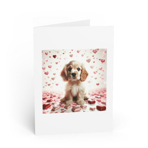 DistinctInk Greeting Card / Note Card - Valentine's Day Cocker Spaniel Puppy - PACK of 10