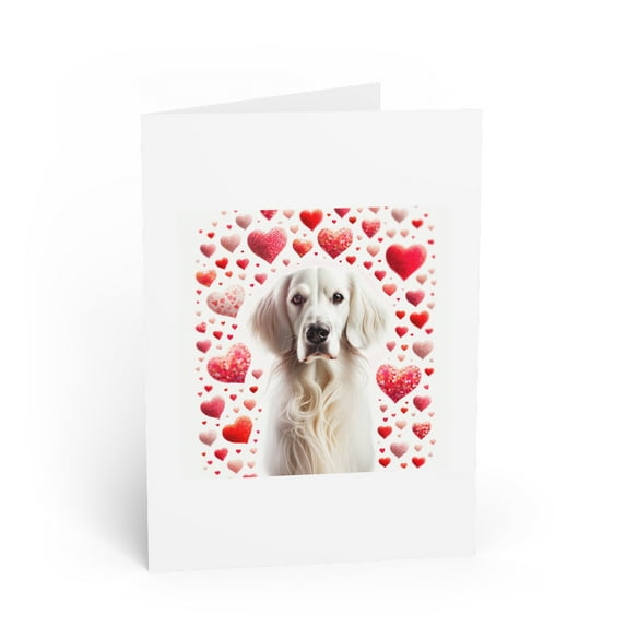 DistinctInk Greeting Card / Note Card - Valentine's Day English Setter - PACK of 10