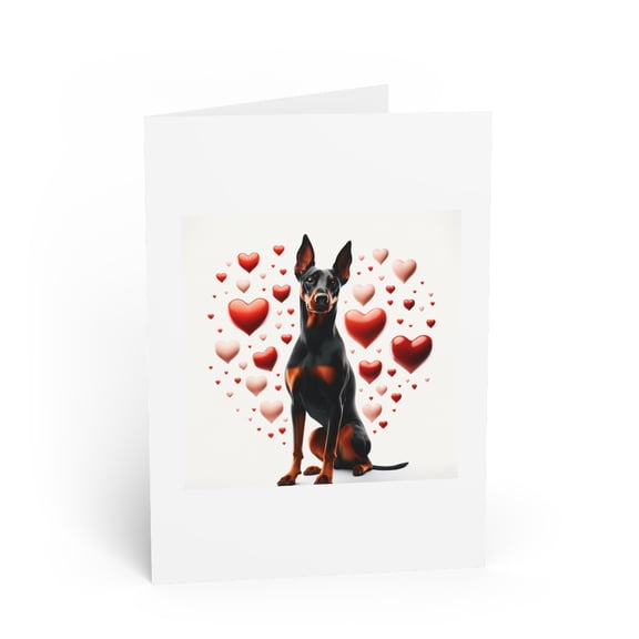 DistinctInk Greeting Card / Note Card - Valentine's Day German Pinscher - PACK of 1