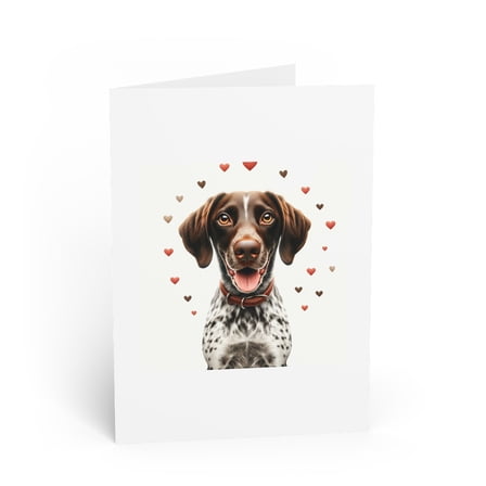 DistinctInk Greeting Card / Note Card - Valentine's Day German Shorthaired Pointer - PACK of 1
