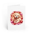 thumbnail image 1 of DistinctInk Greeting Card / Note Card - Valentine's Day Golden Retriever Puppy - PACK of 10, 1 of 7