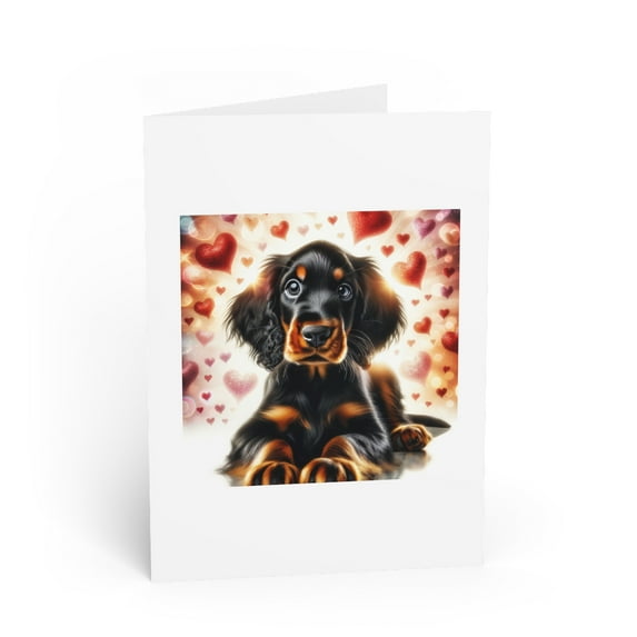 DistinctInk Greeting Card / Note Card - Valentine's Day Gordon Setter Puppy - PACK of 3