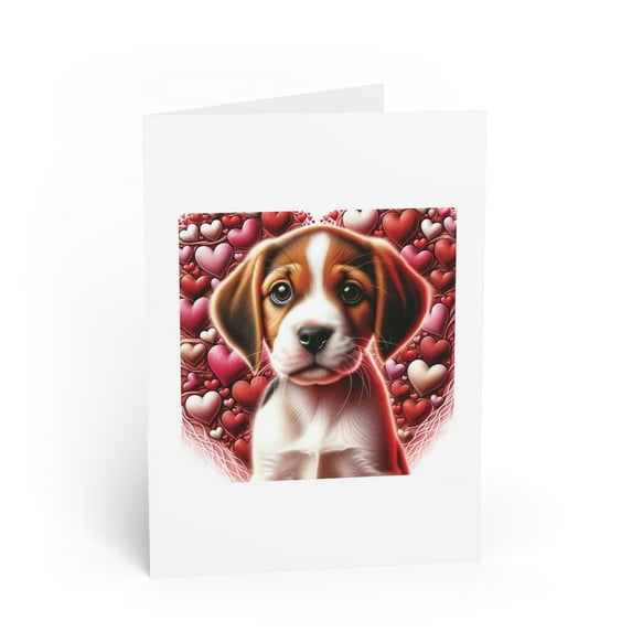 DistinctInk Greeting Card / Note Card - Valentine's Day Harrier Puppy - PACK of 1