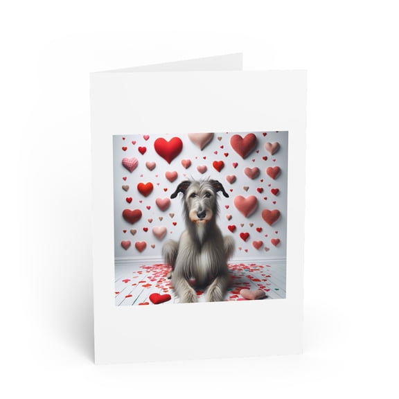 DistinctInk Greeting Card / Note Card - Valentine's Day Irish Wolfhound - PACK of 1