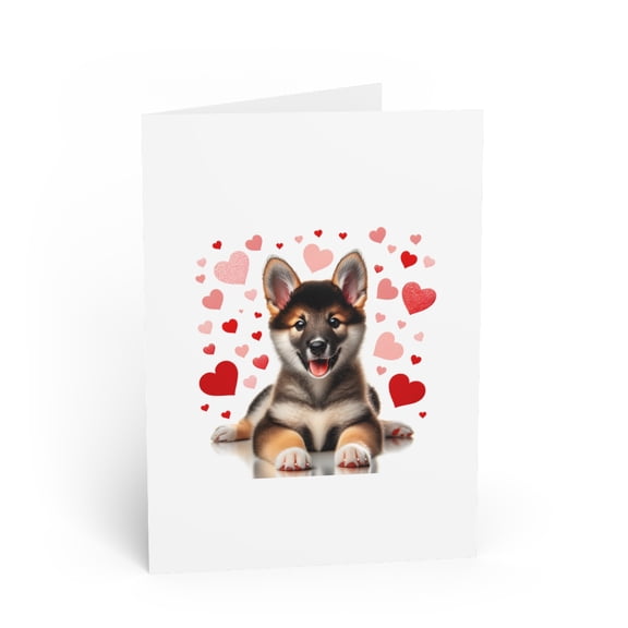 DistinctInk Greeting Card / Note Card - Valentine's Day Mudi Puppy - PACK of 5