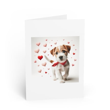 DistinctInk Greeting Card / Note Card - Valentine's Day Parson Russell Terrier Puppy - PACK of 1