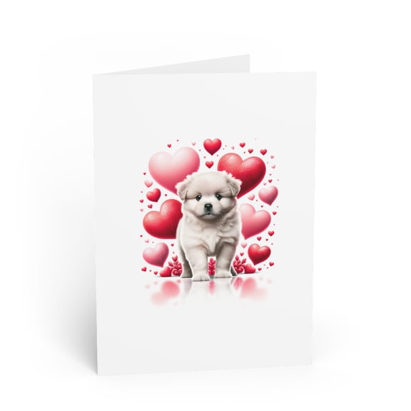 DistinctInk Greeting Card / Note Card - Valentine's Day Pumik Puppy - PACK of 5