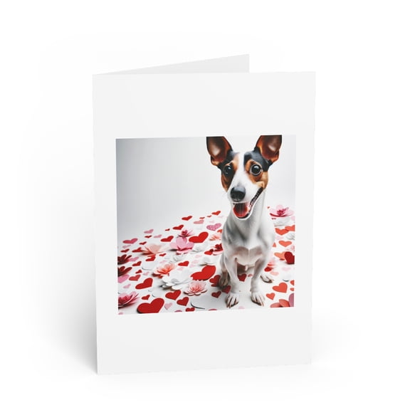 DistinctInk Greeting Card / Note Card - Valentine's Day Rat Terrier - PACK of 1