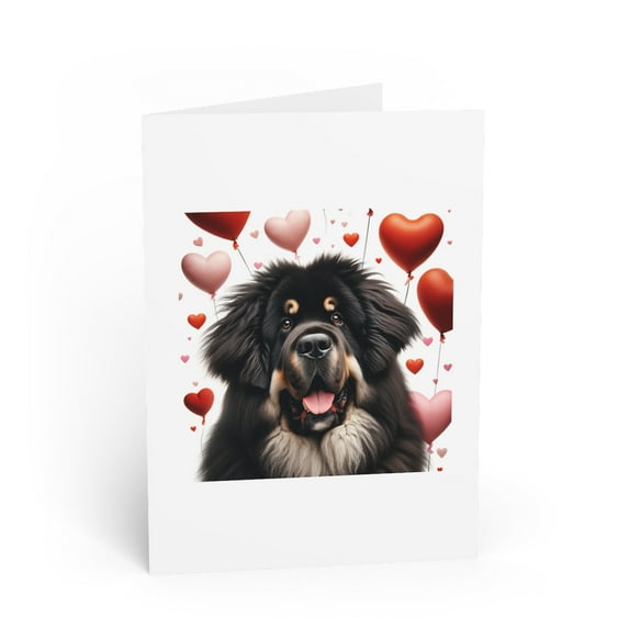 DistinctInk Greeting Card / Note Card - Valentine's Day Tibetan Mastiff - PACK of 3
