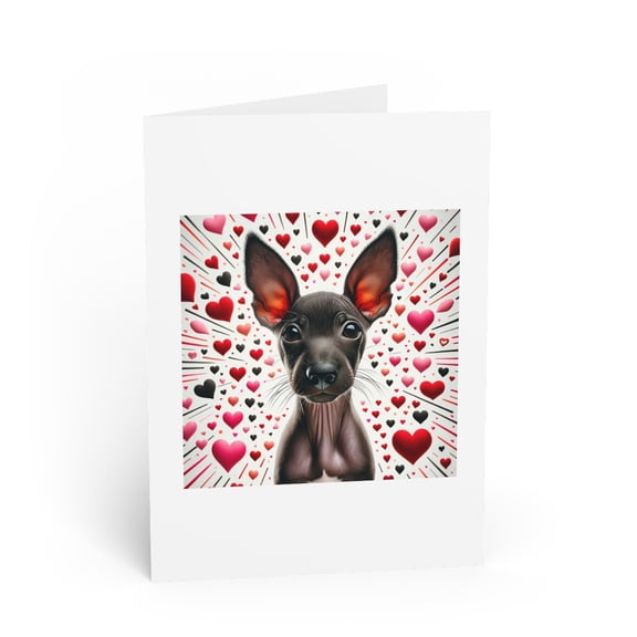 DistinctInk Greeting Card / Note Card - Valentine's Day Xoloitzcuintli Puppy - PACK of 1