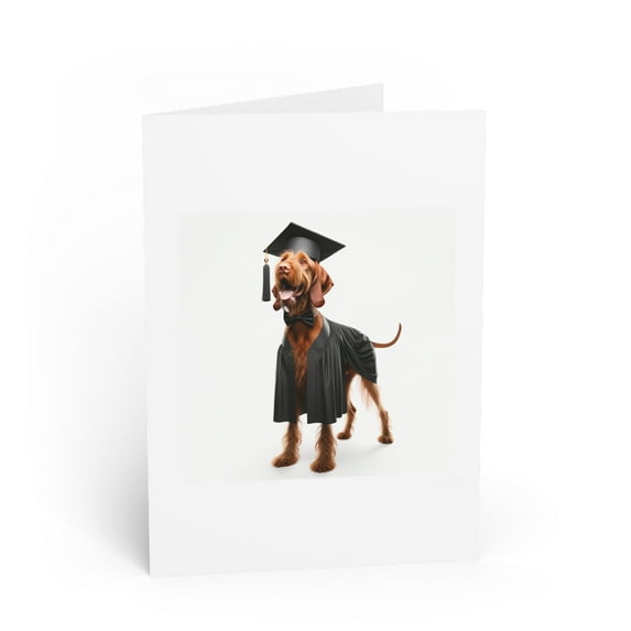 DistinctInk Greeting Card / Note Card - Wirehaired Vizsla Graduation - PACK of 1