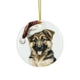 thumbnail image 1 of DistinctInk Hanging Ceramic Christmas Tree Ornament with Gold String - Great Gift/Present - 2 3/4 inch Diameter - German Shepherd Dog Puppy Drawing Design, 1 of 4