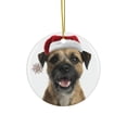 thumbnail image 1 of DistinctInk Hanging Ceramic Christmas Tree Ornament with Gold String - Great Gift/Present - 2 3/4 inch Diameter - Border Terrier Design, 1 of 4
