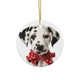 thumbnail image 1 of DistinctInk Hanging Ceramic Christmas Tree Ornament with Gold String - Great Gift/Present - 2 3/4 inch Diameter - Dalmatian Puppy Design, 1 of 3