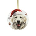 thumbnail image 1 of DistinctInk Hanging Ceramic Christmas Tree Ornament with Gold String - Great Gift/Present - 2 3/4 inch Diameter - Great Pyrenee Design, 1 of 4