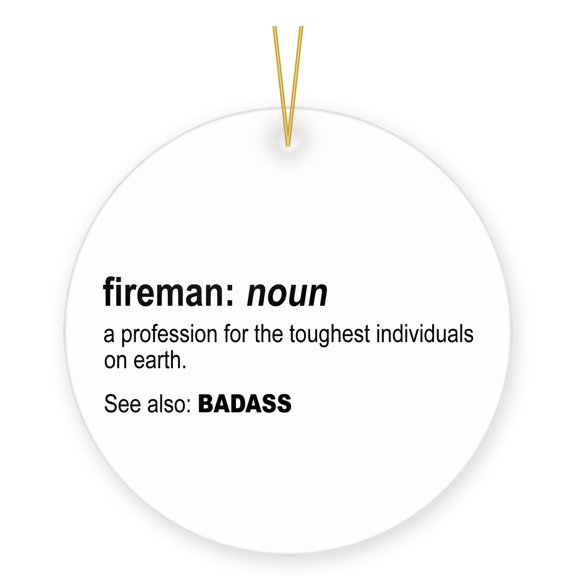 DistinctInk Fireman Definition Christmas Ornament, First Responder Gift