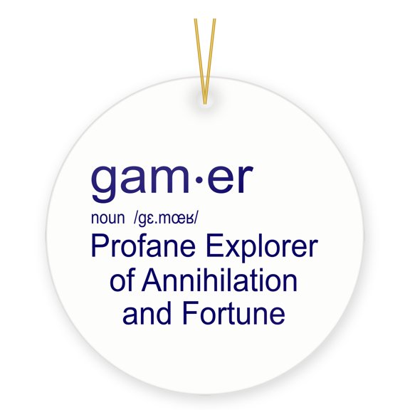 DistinctInk Gamer Definition Funny Video Game Lover Gift Ornament