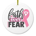 thumbnail image 1 of DistinctInk Hanging Ceramic Christmas Ornament - Faith Over Fear - Gold String, 2-3/4 inch Diameter, 1 of 2