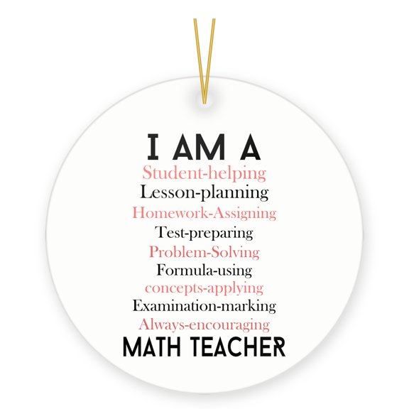 DistinctInk Math Teacher Christmas Ornament Gift for Educator Appreciation