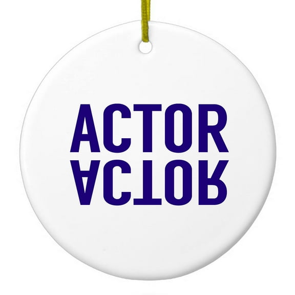 DistinctInk Hanging Ceramic Christmas Ornament - Actor (Reflection) - Gold String, 2-3/4 inch Diameter