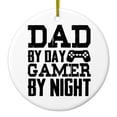thumbnail image 1 of DistinctInk Hanging Ceramic Christmass Tree Ornament with Gold String - Great Gift / Present - 2 3/4 inch diameter - Dad By Day Gamer By Night, 1 of 2