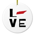 thumbnail image 1 of DistinctInk Hanging Ceramic Christmass Tree Ornament with Gold String - Great Gift / Present - 2 3/4 inch diameter - Kentucky - Love Black & Red, 1 of 2