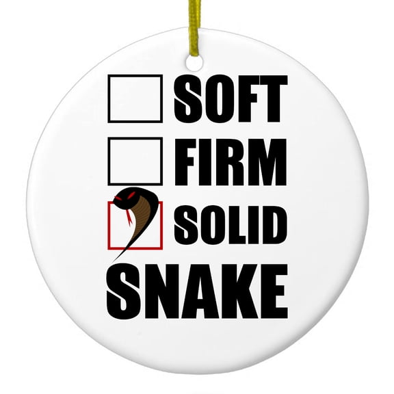 DistinctInk Hanging Ceramic Christmas Ornament - Soft Firm Solid Snake - Gold String, 2-3/4 inch Diameter