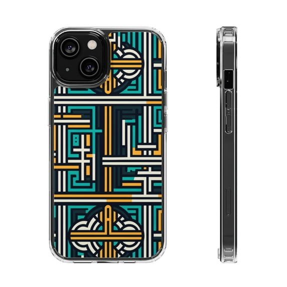 DistinctInk Hybrid (Acrylic / TPU) Clear Slim Fit Case for Apple iPhone 12 (6.1" Screen) - "The Crosses of Contrasting Colors: A Minimalistic Repeating Pattern"
