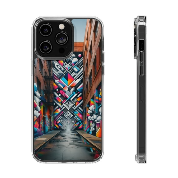 DistinctInk Hybrid (Acrylic / TPU) Clear Slim Fit Case for Apple iPhone 12 Pro MAX (6.7" Screen) - "Colorful Urban Revival: Transforming Graffiti Into Vibrant Street Art"
