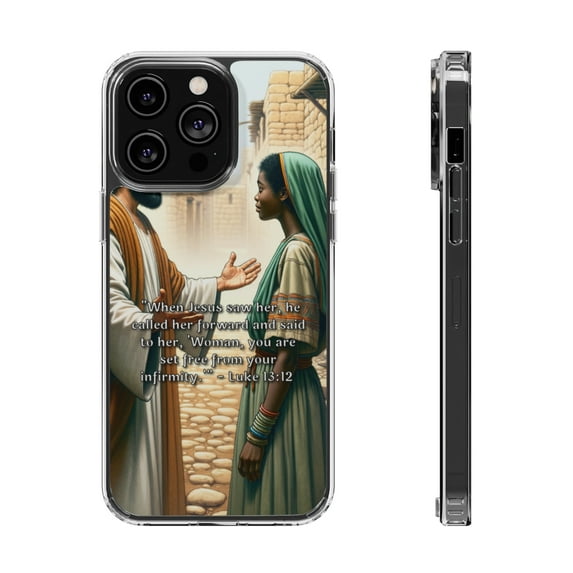 DistinctInk Clear Hybrid Case for Apple iPhone 12 Pro Max (6.7" Screen) - Woman Set Free - Shockproof Protection