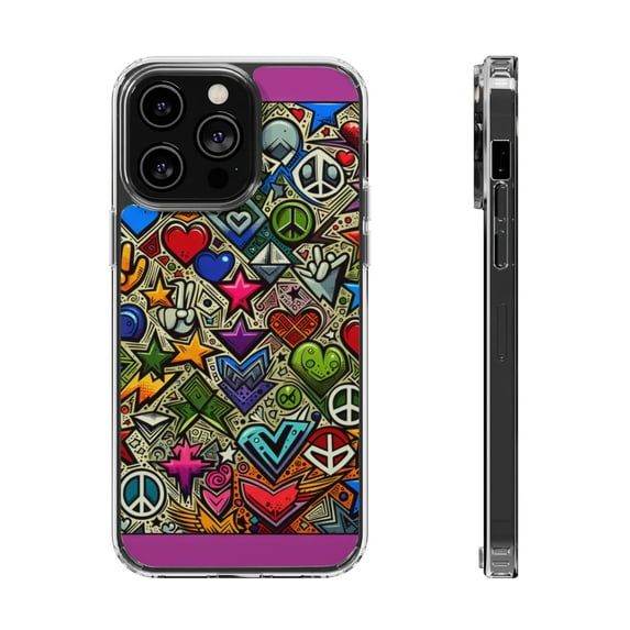 DistinctInk Hybrid (Acrylic / TPU) Clear Slim Fit Case for Apple iPhone 14 PLUS (6.7" Screen) - "Vibrant Urban Expressions: Graffiti-inspired Street Art"