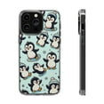 thumbnail image 1 of DistinctInk Hybrid (Acrylic / TPU) Clear Slim Fit Case for Apple iPhone 14 PLUS (6.7" Screen) - "Whimsical Waddlers: Adorable Cartoon Penguin Pattern", 1 of 8