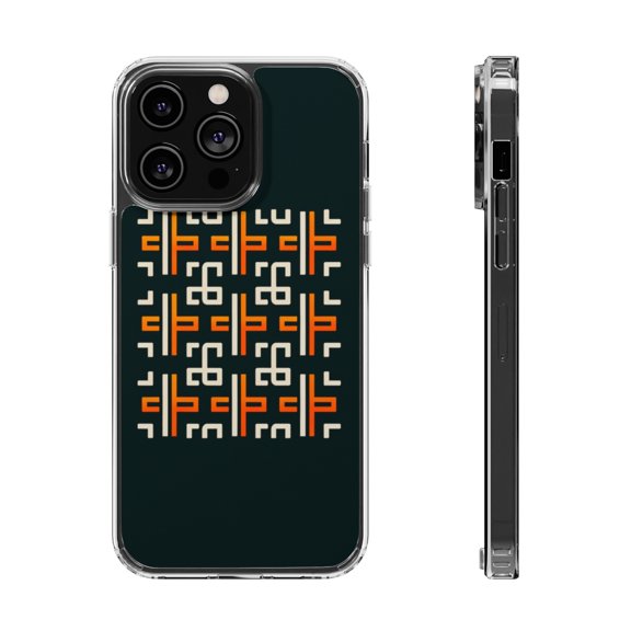 DistinctInk Hybrid (Acrylic / TPU) Clear Slim Fit Case for Apple iPhone 14 Pro (6.1" Screen) - Title: "Vibrant Bold Crosses on Black" Image: [Attached image file]