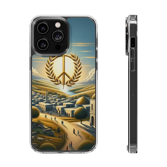 DistinctInk Clear Hybrid Case for Apple iPhone 14 Pro Max (6.7" Screen) - Harmony Amidst Diversity: Symbolizing Peaceful Coexistence - Tempered Glass Back